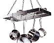 Black Pot Rack with Grid Color: Black / Chrome