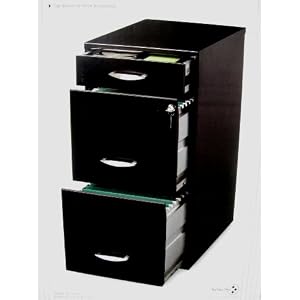 The Organizer Black Three Drawer Filing Cabinet