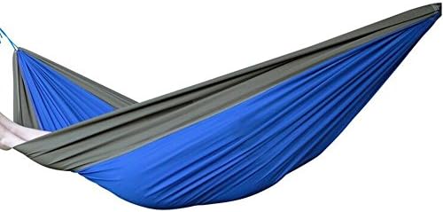 TOPBY Portable Parachute Nylon Fabric Double Travel Camping Hammock (Blue/Grey)