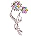 Yazilind Jewelry Silver Plated Flower Carve Sparkling Colorful Crystal Brooches and Pins Gift for Women