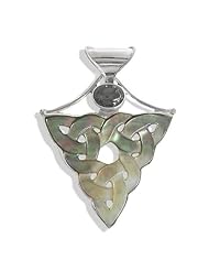 Sterling Silver Black Mother-Of-Pearl Celtic Design and Black Star Pendant Necklace By Sajen
