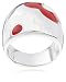 ByJoy JP0088  Ladies Sterling Silver Round and Chunky Ring with White and Red Enamel Flower Design