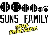 10.5" x 4.5" Suns Basketball Family Vinyl Sticker Decal [Die-cut, White] + with Free Basketball Pencil