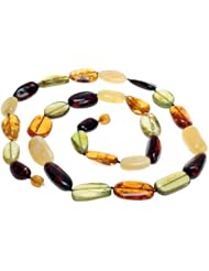 Large Beads Mom Teething Necklace / Nursing Necklace - Baltic Sea Butter Butterscotch, Cognac, Cherry Amber and Gren Caribbean Amber