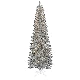 7.5' Pre-Lit Silver Pewter Artificial Pencil Christmas Tree - Clear Lights