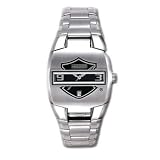 Harley Davidson Men's Silver Bracelet Watch Logo Shaped Dial 76B35
