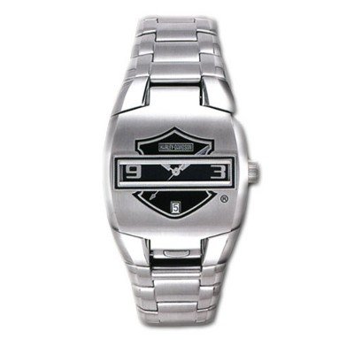 Harley Davidson Men's Silver Bracelet Watch Logo Shaped Dial 76B35