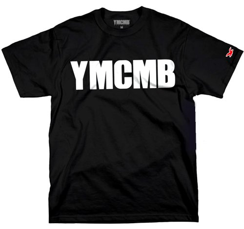 YMCMB T-shirt White Print On Black Licensed-small