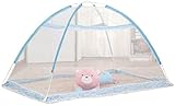 （yan&yanz） 蚊帳 ベビー ワンタッチ蚊帳 テント 畳めて便利 携帯 赤ちゃん用蚊帳 (ブルー)