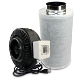 VenTech 6 Inch Inline Hydroponics Exhaust Tube Duct Fan 440 CFM Blower and Carbon Air Filter Combo