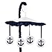 Anchors Away Nautical Navy and White Musical Baby Crib Mobile