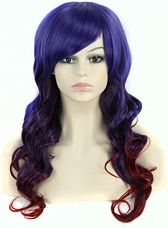 Cying Long 70cm Mixed Color Rainbow Rock Fade Culy Synthetic Fashion Cosplay Wig +Wig Cap