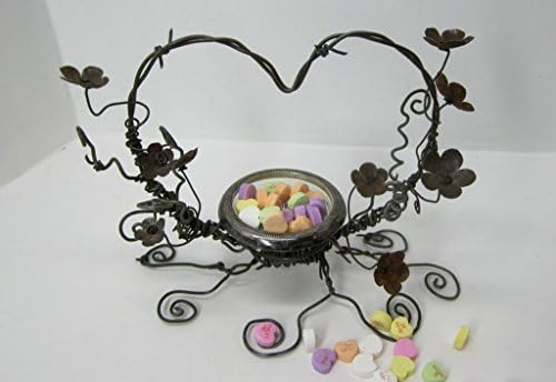 Valentine Or Wedding Centerpiece Delicate Barbed Wire Heart With Rusty Blossoms