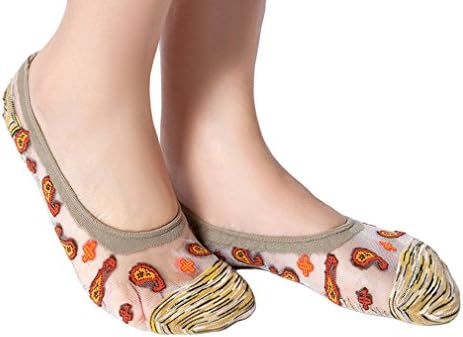 Cnhw Women's 3D Jacquard Hidden No Show Non-slip Boat Sock Yellow 9-11