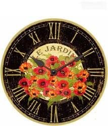 Le Jardin Red Poppy Wall Clock - 12628-24