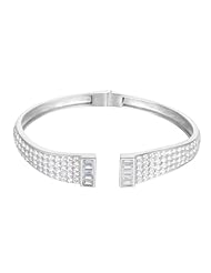 Sterling Silver and Cubic Zirconia Open Tapered Bangle Bracelet