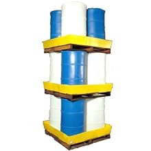 Dixie Poly BM-ES Polyethylene 4 Drum Econo-Stacker, 70 gallon Sump Capacity, 50" Length x 50" Width x 7" Height