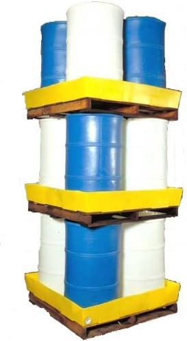 Dixie Poly BM-ES Polyethylene 4 Drum Econo-Stacker, 70 gallon Sump Capacity, 50" Length x 50" Width x 7" Height