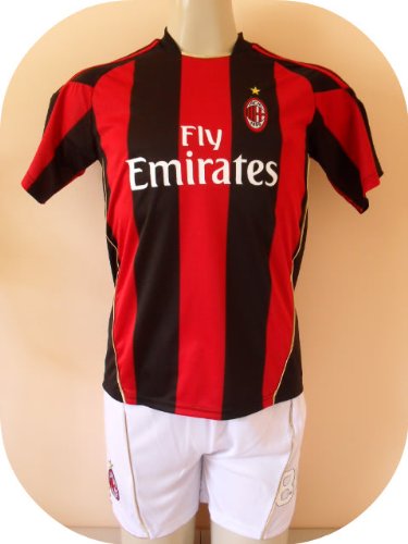MILAN # 80 RONALDINHO SOCCER KIDS SET HOME JERSEY & SHORT SIZE 20 (FOR 2 TO 3 YEARS OLD).NEW