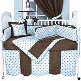 IMAGE OF Chocolate 'n Dots Crib Bedding Set - Color Blue