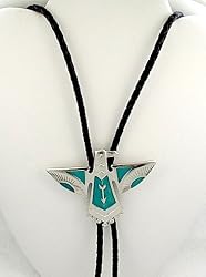 Turquoise Enamel Thunderbird Bolo Tie