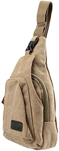 OUTDOORCHASER Casual Canvas Unbalance Backpack Crossbody Sling Bag Shoulder Bag Chest Bag for Men Coffee