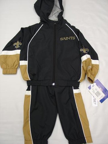 Buy New Orleans Saints Infants / Babys / Kids 2 pc Gold and Black Wind Suit hooded jacket and pants by reebok
