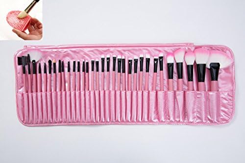 LaiFeiYa - Free Brush Egg(Random Color) - 32 Makeup Brushes Set Professional Cheap Cosmetic Brushes Makeup Kit with Free Pouch Bag Case - Basic Travel Makeup Brush Set Contour Brush Kit（pink)