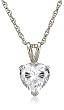 Platinum Overlay Sterling Silver 9.5 x 9.5 mm Cubic Zirconia Heart-Shaped Pendant, 18