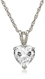 Platinum Overlay Sterling Silver 9.5 x 9.5 mm Cubic Zirconia Heart-Shaped Pendant, 18