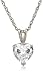Platinum Overlay Sterling Silver 9.5 x 9.5 mm Cubic Zirconia Heart-Shaped Pendant, 18