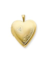 0.02 cttw 1/20 Gold Filled 20mm Diamond in Heart Forever Heart Locket - Chain Included