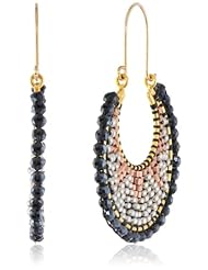 Miguel Ases Hematite and Rose Beaded Hoop Earrings