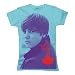 Universal Music Shirts Bieber,Justin - Leaf Scribble 0904126 Damen Shirts/ T-Shirts, Gr. 34/36 (S), Türkis (türkis)