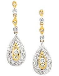 Tivolia Collection Two-Tone Gold Diamond Drop Earrings