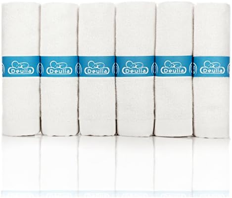 Deulia 100% Natural Bamboo Soft Baby Washcloths Towels (6-pack) for baby, toddlers, kids