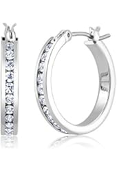 Silver Cubic Zirconia Comfort Fit Hoop Earring-giftboxed