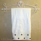 Scroll Fleur D Lis White Iron Towel Bar Quilt Wall Rack