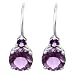 14k White Gold Pink Amethyst Fishhook Dangle Earrings