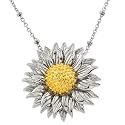 Sunflower cz silver pendant necklace
