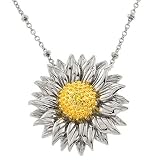 Sunflower cz silver pendant necklace