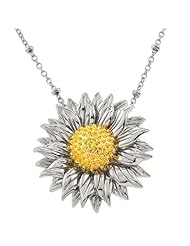 Lovely Sunflower C.Z. Silver Pendant