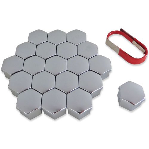 19mm Chrome Wheel Nut Bolt Covers / Caps - Set of 20 - Including 2 x Removal Tools