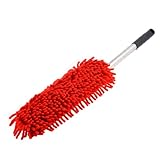 uxcell カーダスターブラシ　掃除用具　マイクロファイバー　ステンレススチールシャフト　レッド