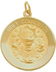 14 Karat Gold High Polish Religious Holy Communion Medal Medallion