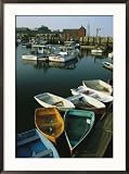 Skiffs Tied up at a Dock in the Inner Harbor at Rockport Collections Framed Photographic Poster Print, 25x34