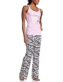 Baby Phat Women's 2Pc Lace Trim Racer Tank With Zebra Print Pant Banded Gift,Pink,Medium
