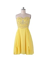 Chiffon  Beaded Fitted Sequined Sweetheart Short Prom Dress  With Rhinestones