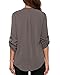 Face N Face Women's Summer V Neck Solid Loose Casual Cuffed Long Sleeve Blouses XX-Large Black Grey