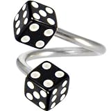 Spiral Twister DICE - BLACK Belly Button Ring